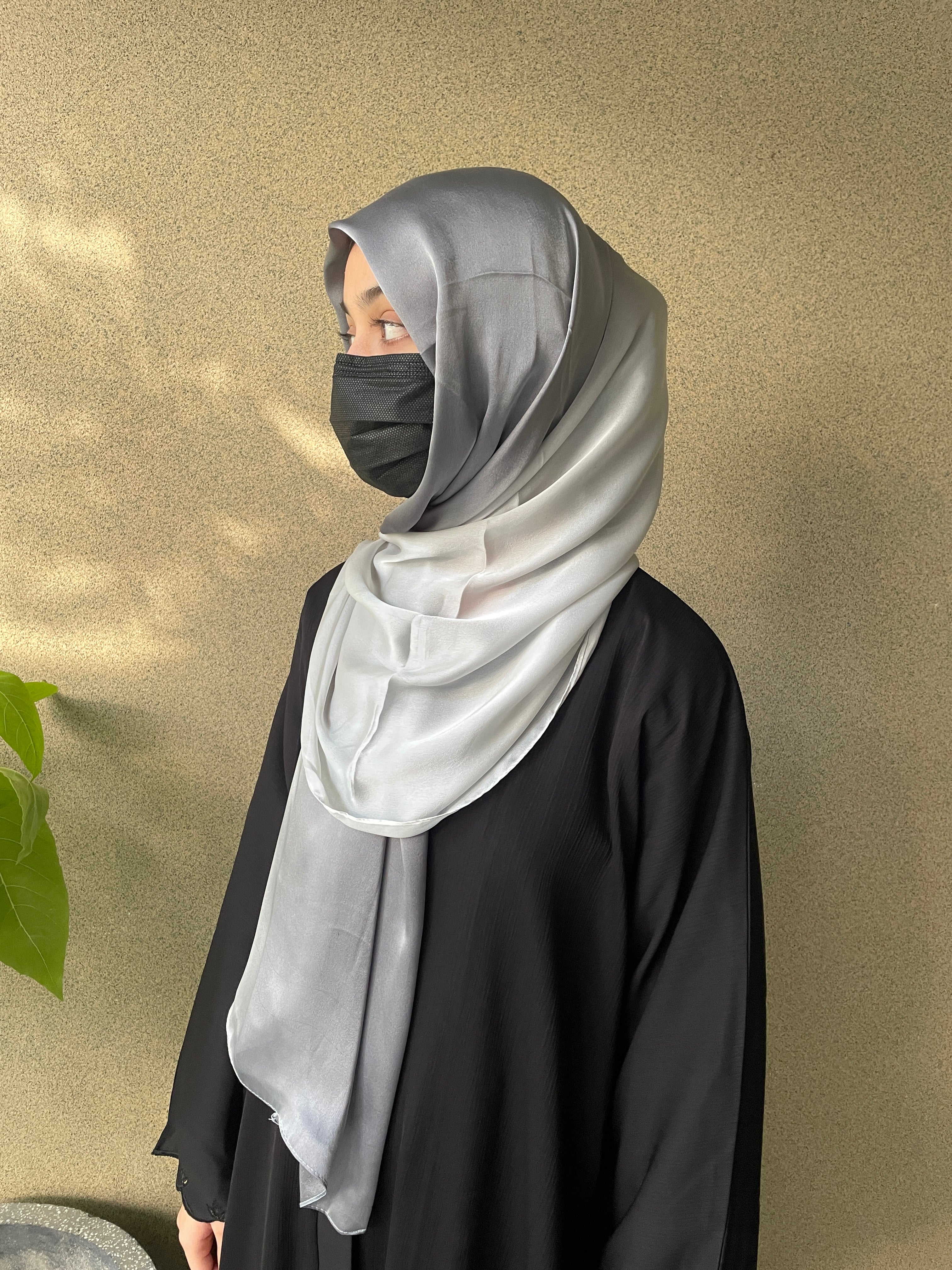 Silk Ombre Hijab-Grey & Silver